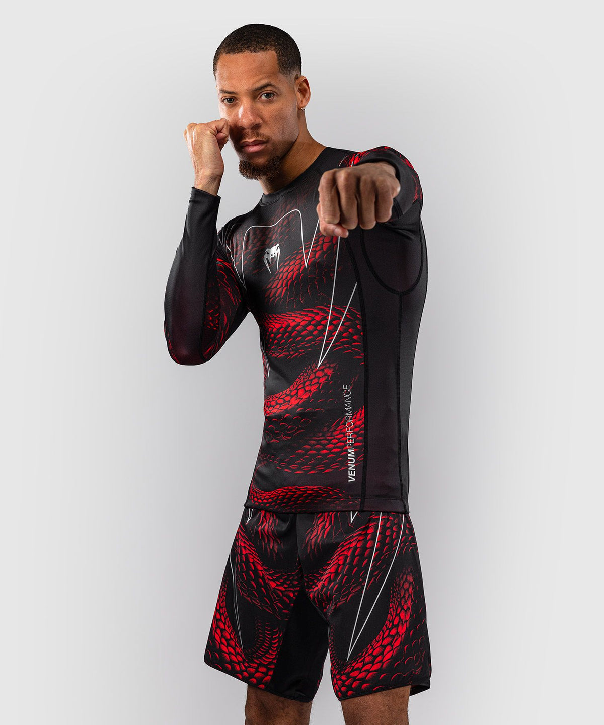 Venum Matupa Long Sleeve Rashguard - Black/Red/Silver